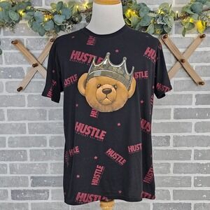 Bailey Apparel OG Hustle All Over Print XL Crown Teddy Bear Streetwear T Shirt